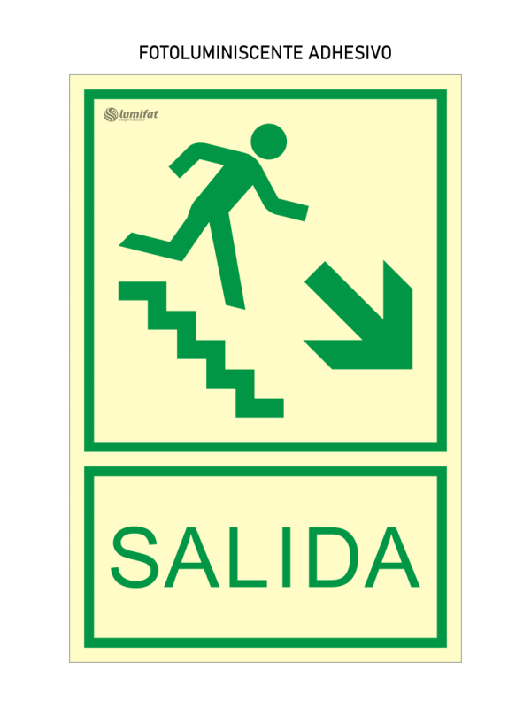Señal Fotoluminiscente Salida Escalera Abajo Derecha