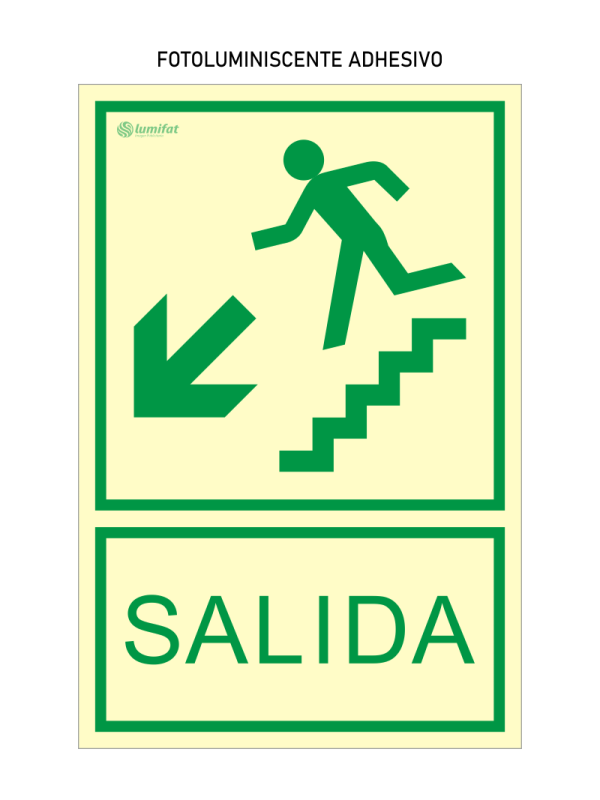 Señal Fotoluminiscente Salida Escalera Abajo Izquierda